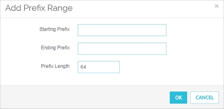 Capture d'écran de la boîte de dialogue Ajouter une Plage de Préfixes