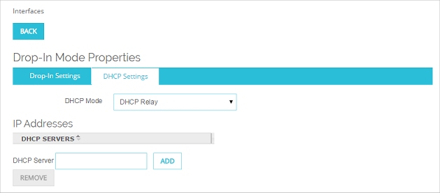 Liste déroulante Utiliser le relais DHCP