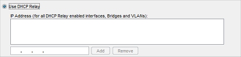 Boîte de dialogue Configuration du réseau, mode d'insertion avec relais DHCP