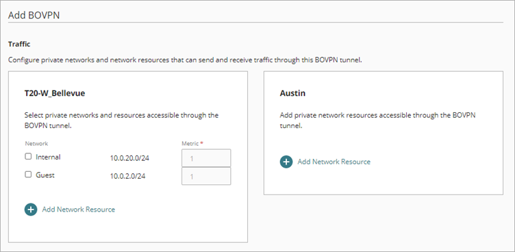 Screen shot of the Traffic settings