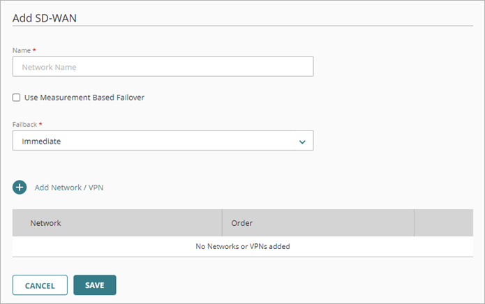 Screen shot of the Add SD-WAN page