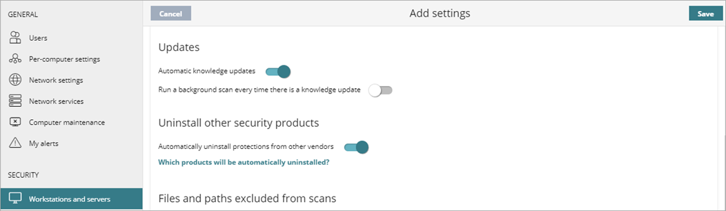 Screen shot of WatchGuard Endpoint Security, Signature updates