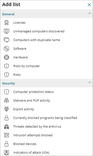 Screen shot of WatchGuard Endpoint Security, Add List