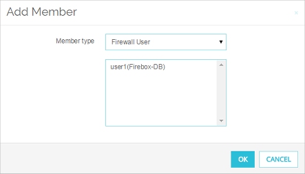 Capture d'écran de la boîte de dialogue Ajouter un membre avec le type de membre Utilisateur de pare-feu sélectionné