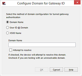 Capture d'écran de la boîte de dialogue Configurer le domaine pour l'ID de passerelle