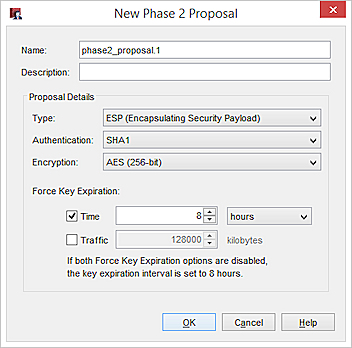 Capture d'écran de la boîte de dialogue Nouvelle Proposition de Phase 2 dans Policy Manager.