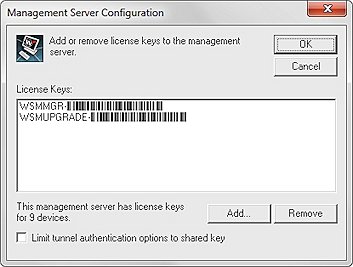 Capture d'écran de la boîte de dialogue Configuration du Management Server