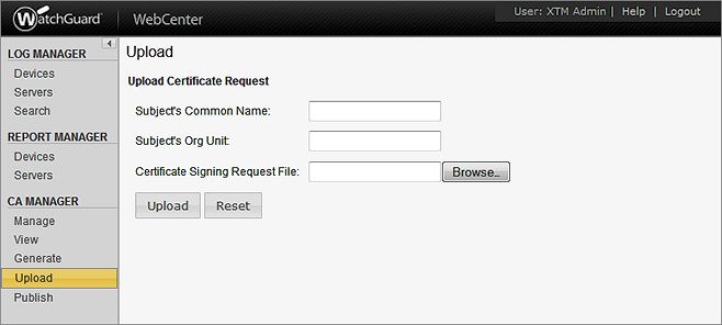 Capture d'écran de la page Télécharger de WatchGuard WebCenter