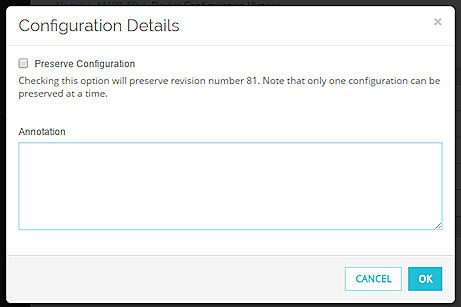 Capture d'écran de la boîte de dialogue Détails de la Configuration