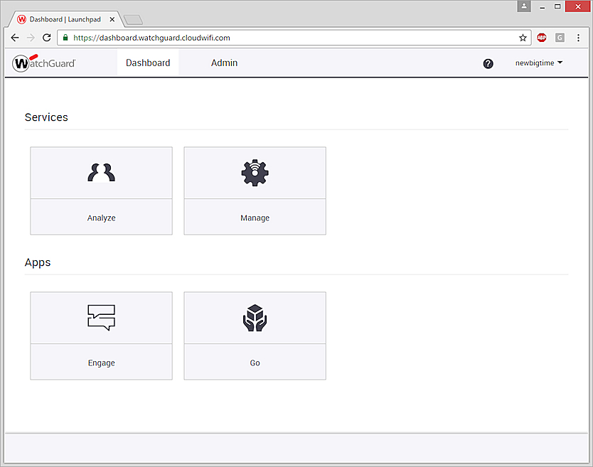 Capture d'écran de la page Tableau de bord de WatchGuard Wi-Fi Cloud