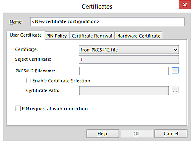 Capture d'écran de la boîte de dialogue Certificats