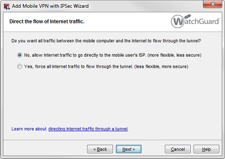 Capture d'écran de la boîte de dialogue de l'Assistant Diriger le flux du trafic Internet