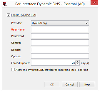 Capture d'écran des paramètres du DNS dynamique