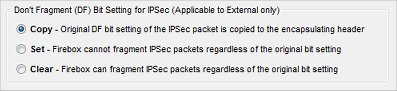 Paramètres Bit DF pour IPSec sur une interface externe