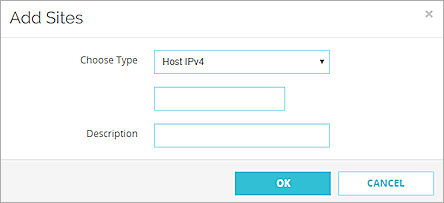 Screen shot of Add Sites dialog box in Fireware Web UI.