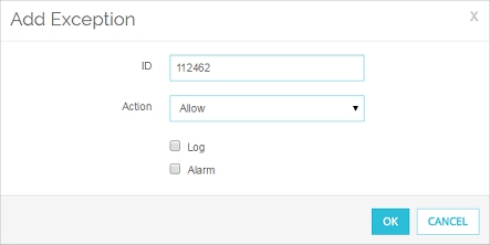 Capture d'écran de la boîte de dialogue Exceptions de signatures