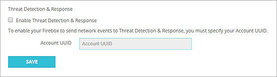 Screen shot of the Threat Detection & Response page in Fireware Web UI