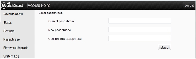 Capture d'écran de la page Mot de Passe Local de l'interface local du périphérique AP