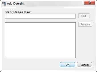 Capture d'écran de la boîte de dialogue Ajouter des domaines