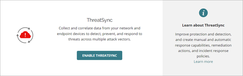 Screen shot of the Enable ThreatSync widget