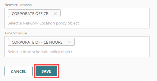 Screenshot of the Save button on the Add Policy page.