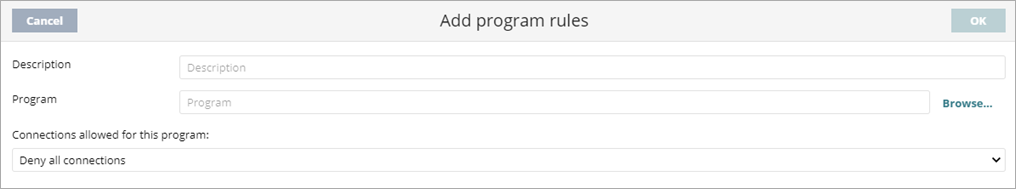 Screen shot of WatchGuard Endpoint Security, Add Program Rules