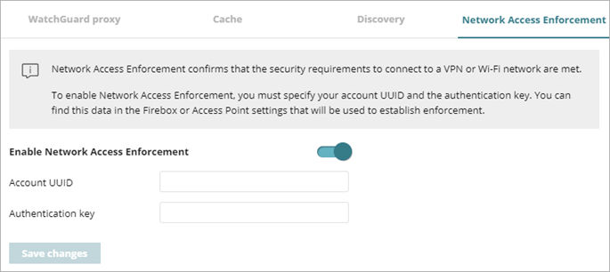 Screen shot of Network Services, Network Access Enforcement enabled