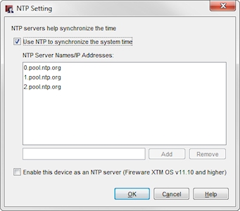 Ntp を有効にして Ntp サーバーを構成する