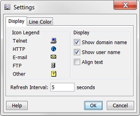 Screen shot of the HostWatch Settings dialog box