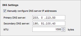 モデム フェールオーバーの DNS 設定のスクリーンショット