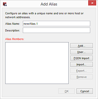 Add Alias dialog box screen shot