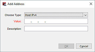 Screen shot of Add Address dialog box in Policy Manager. 