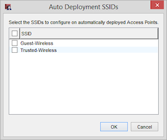 SSID の自動配備ダイアログ ボックスのスクリーンショット