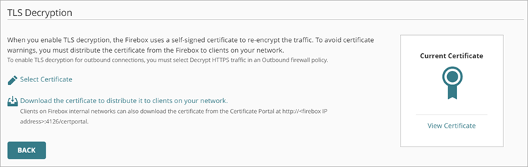 Screen shot of the TLS Decryption page