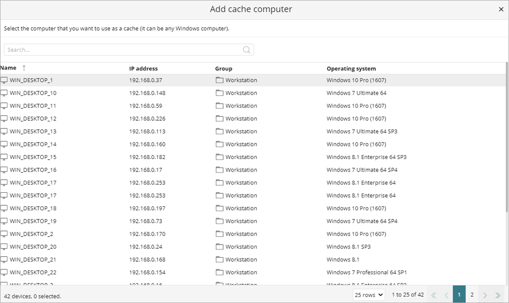 Screen shot of WatchGuard Endpoint Security, Add Cache Computer