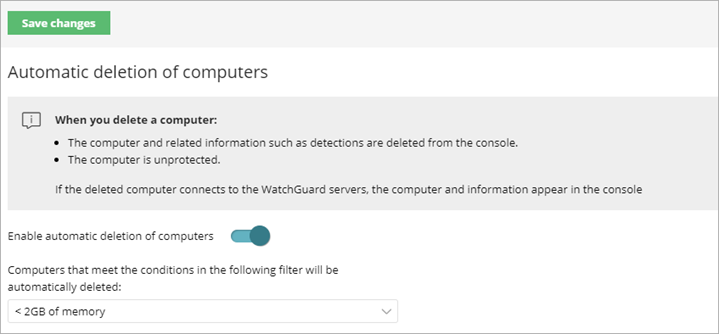 Screen shot of Automatic Deletion of Computers settings. 