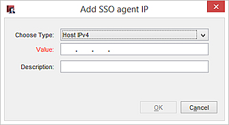 SSO Agent の追加ダイアログ ボックスのスクリーンショット