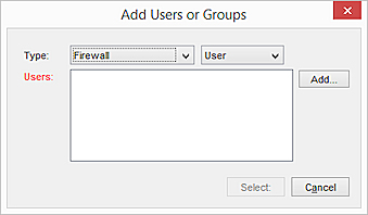 Screen shot of the Add Authorized Users or Groups dialog box