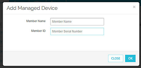 Screen shot of the Add Managed Device dialog box for a FireCluster member
