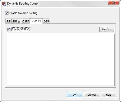 Screen shot of the OSPFv3 tab