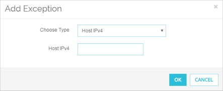 Screen shot of the Add Exception dialog box