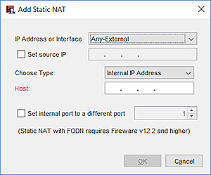 Screen shot of the Add Static NAT dialog box