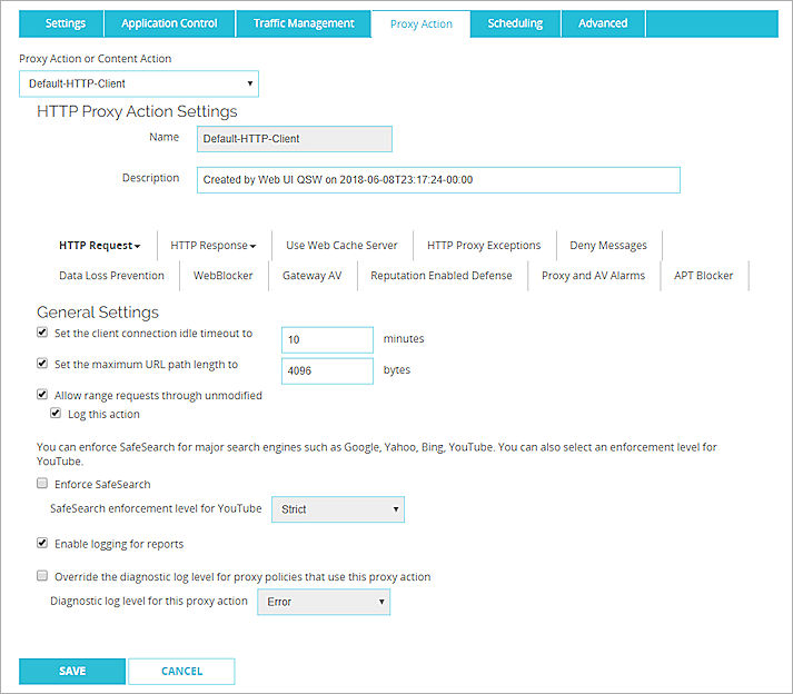 Screen shot of the HTTP Request General Settings page