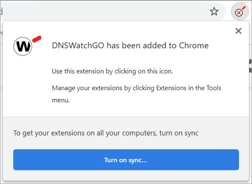 Screen shot of the DNSWatchGO added dialog box