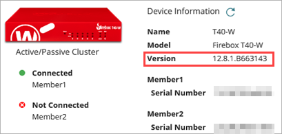 Screen shot of the Device Information page for a FireCluster