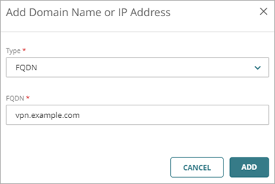 Screen shot of the Add Domain Name or IP Address dialog box