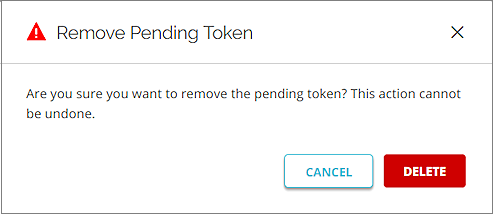 Screen shot of WatchGuard Cloud, Remove Pending Token