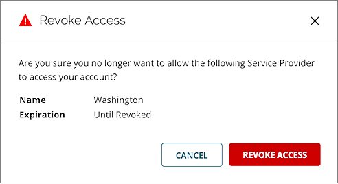 Screen shot of Grant Account Access - Revoke Access dialog box