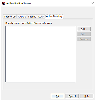 認証サーバーの Active Directory タブのスクリーンショット