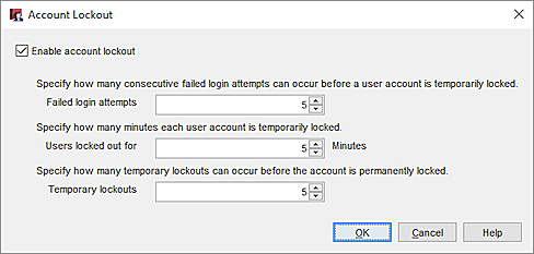 アカウント ロックアウトのダイアログ ボックスのスクリーンショット